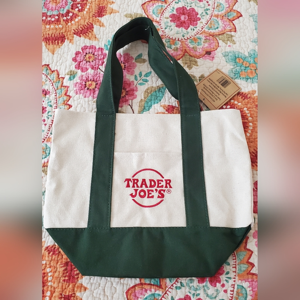 Forest green small trader joes tote bag